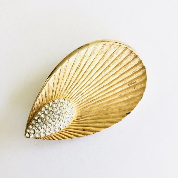 Vintage Marcel Boucher Signed Numbered Feather Eye of Peacock Gold Tone Brooch - Picture 4 of 9